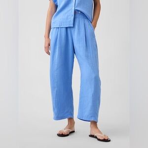NWT! GAP Shirting Blue Mid Rise Pull-On Barrel Gauze Pants - Size XL 🩷 1176858